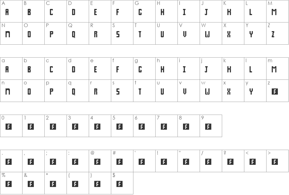 Pixel Spyder font character map preview
