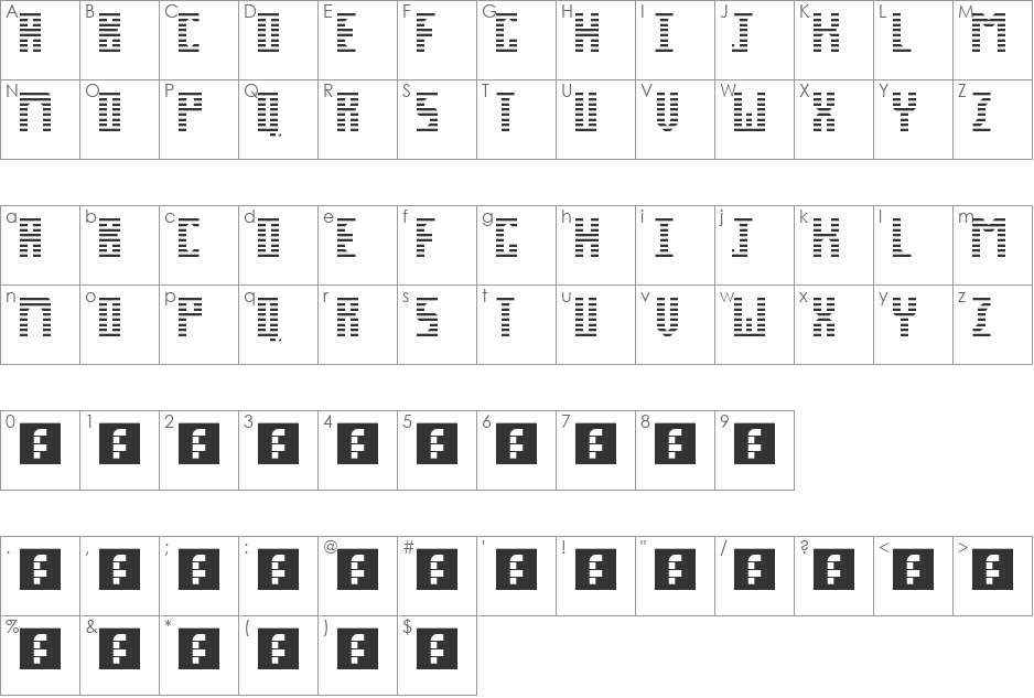 Pixel Spyder 2.0 font character map preview