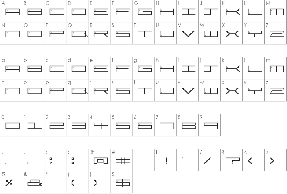 Pixel Star font character map preview