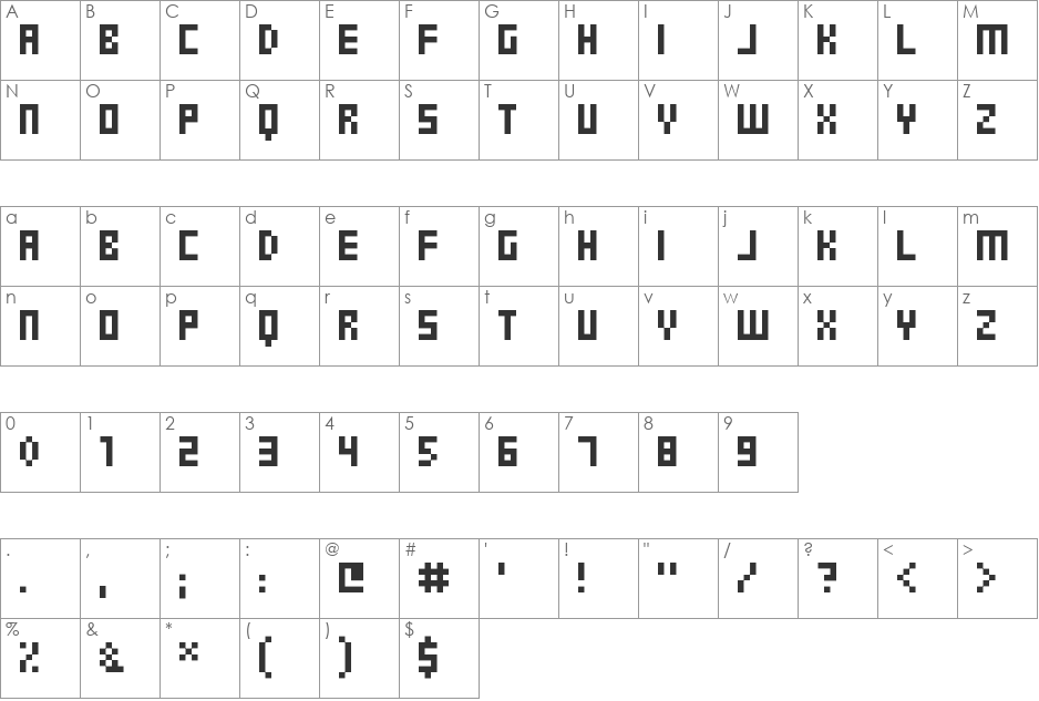 Pixel Tandy font character map preview