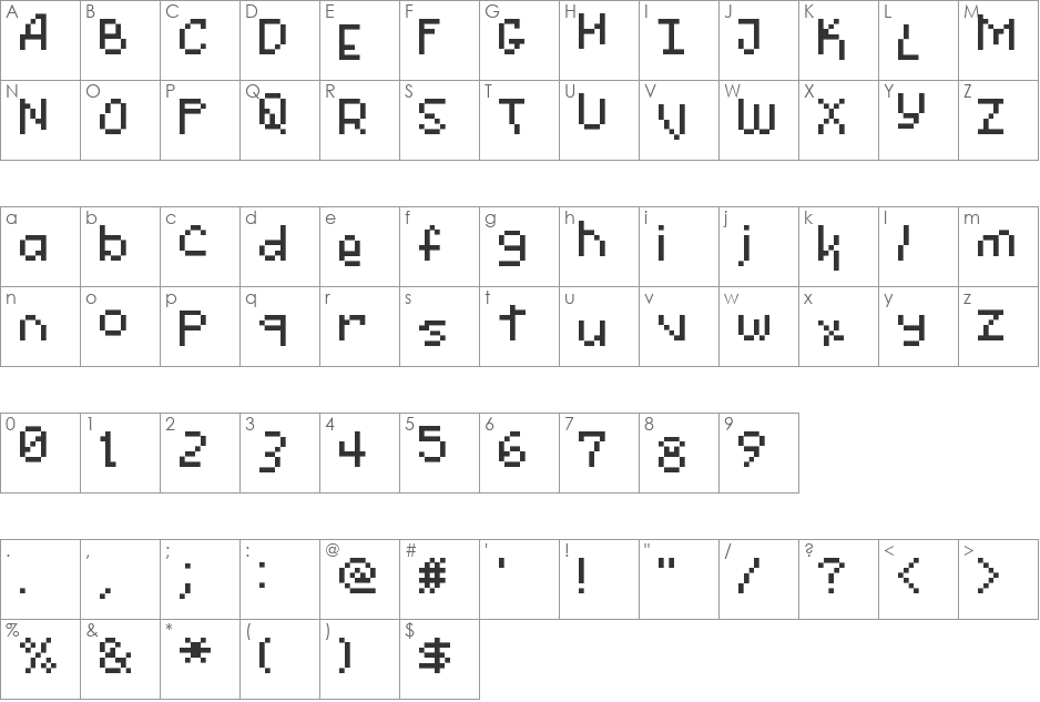 Pixel-Fool font character map preview