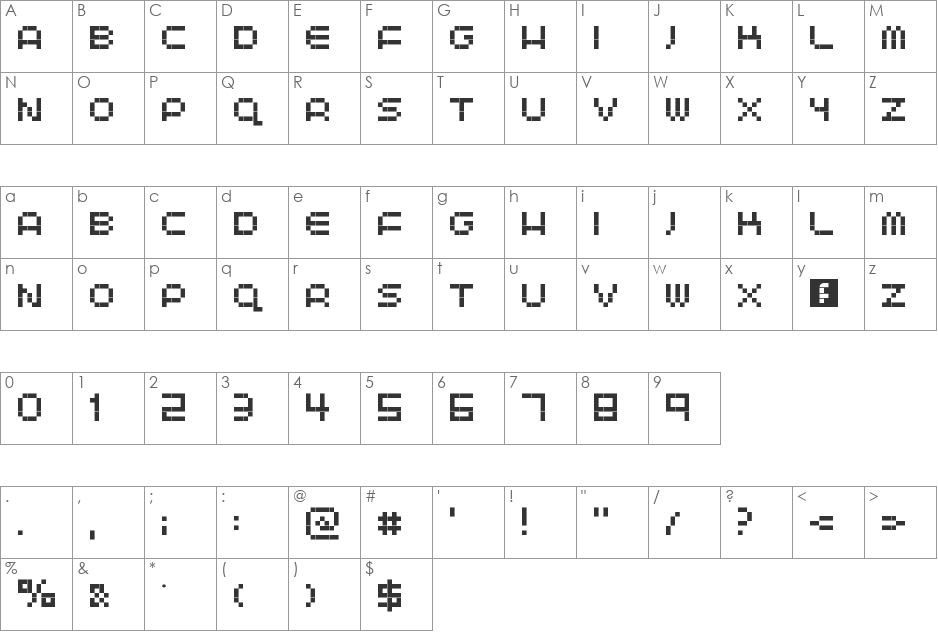 pixelate font character map preview