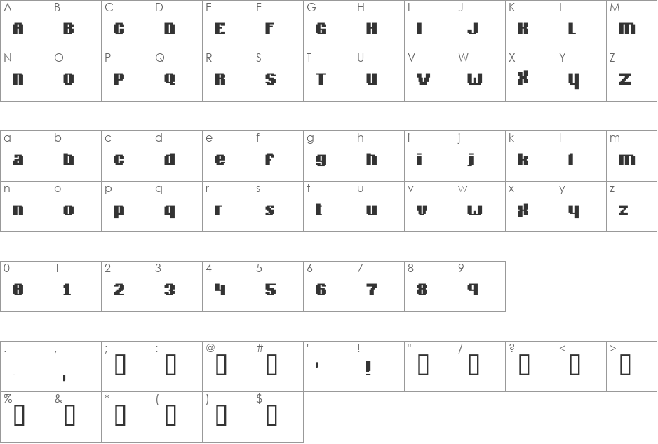 pixelblock font character map preview