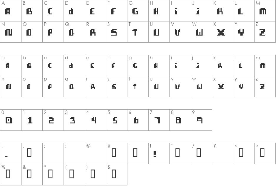 pixellife font character map preview