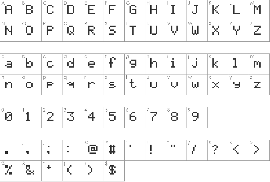 pixelmix font character map preview