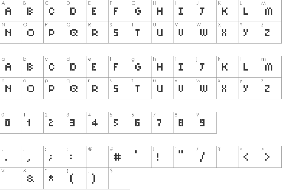 PixelSix10 font character map preview