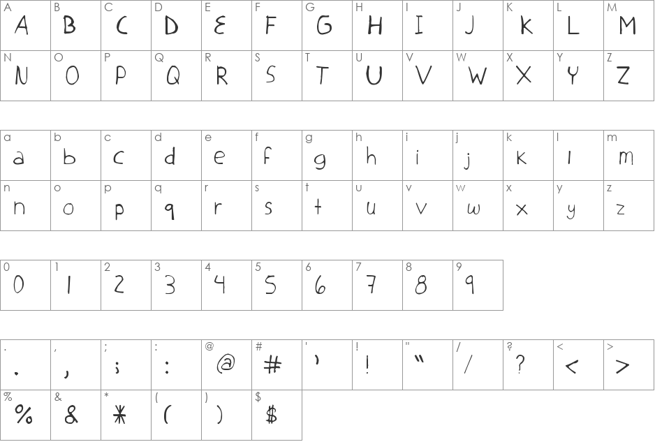 Pixie Dust font character map preview