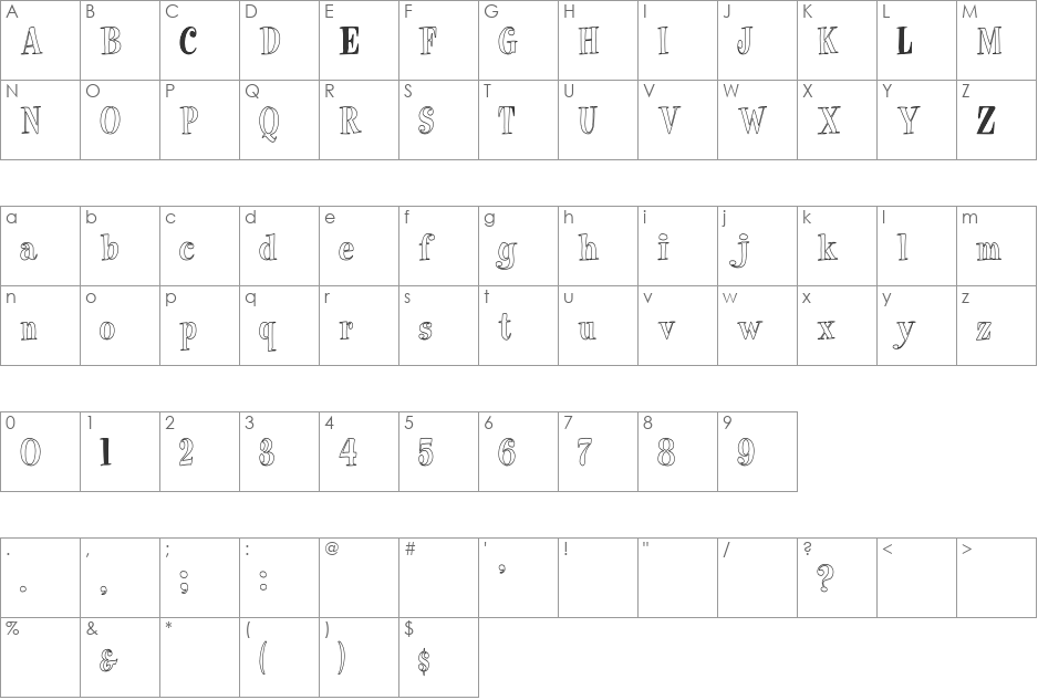 Pixie-HC font character map preview