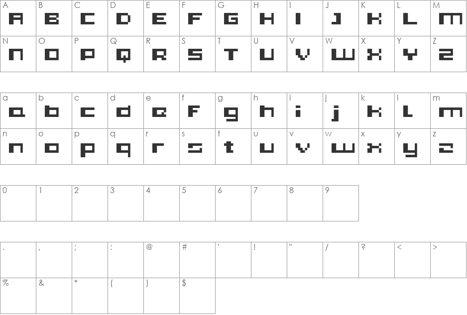 PIXleft_5 font character map preview
