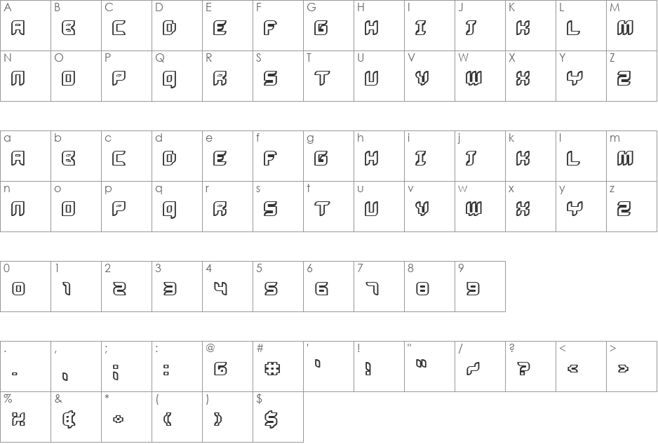 Pizza Put font character map preview