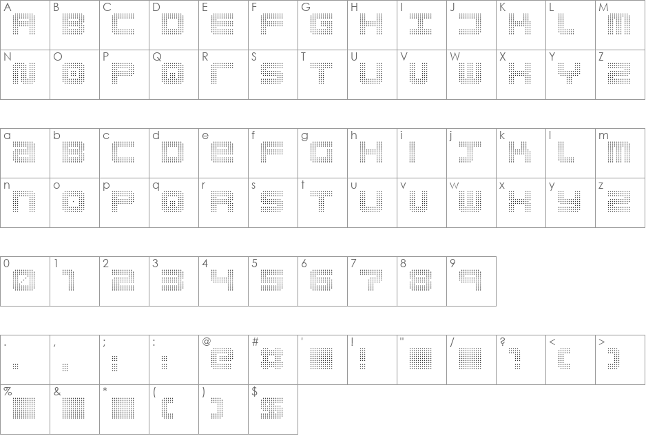 pizzo font character map preview