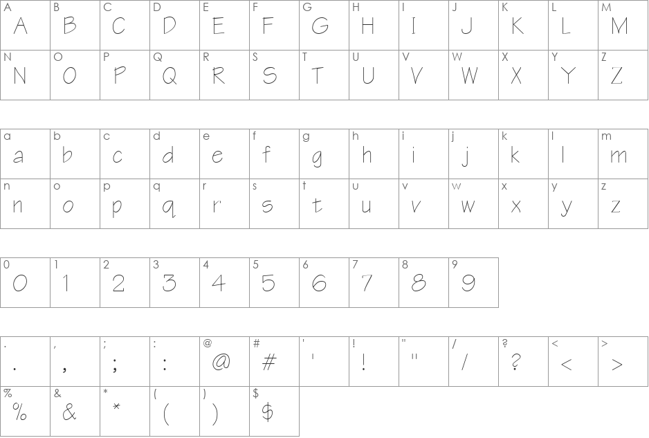 Placard SSi font character map preview