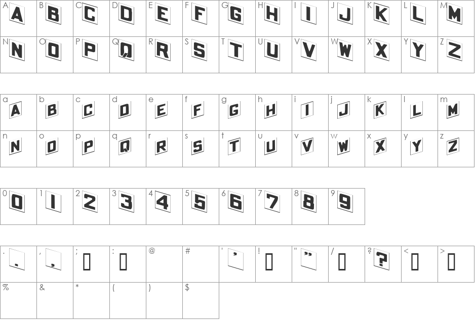 PlacecardExtended font character map preview