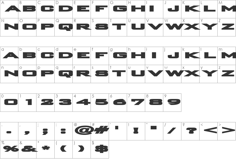 Plain O Matic font character map preview