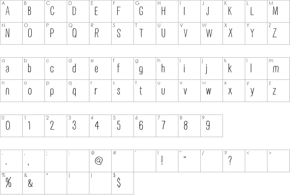 Plain Old Handwriting font character map preview