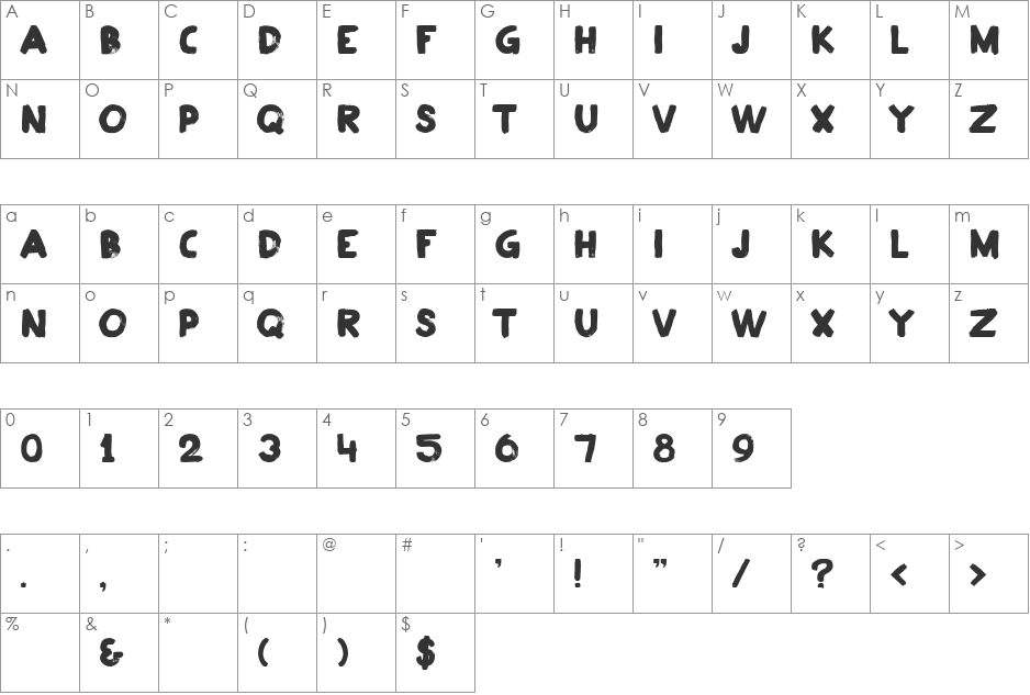 Plakkaat font character map preview