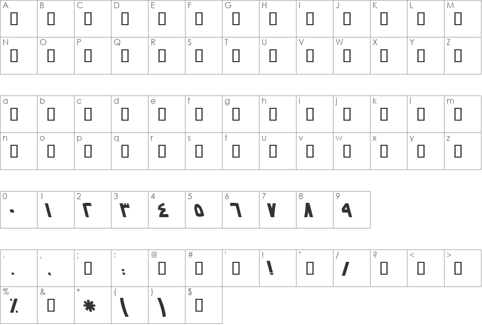 B Nasim font character map preview