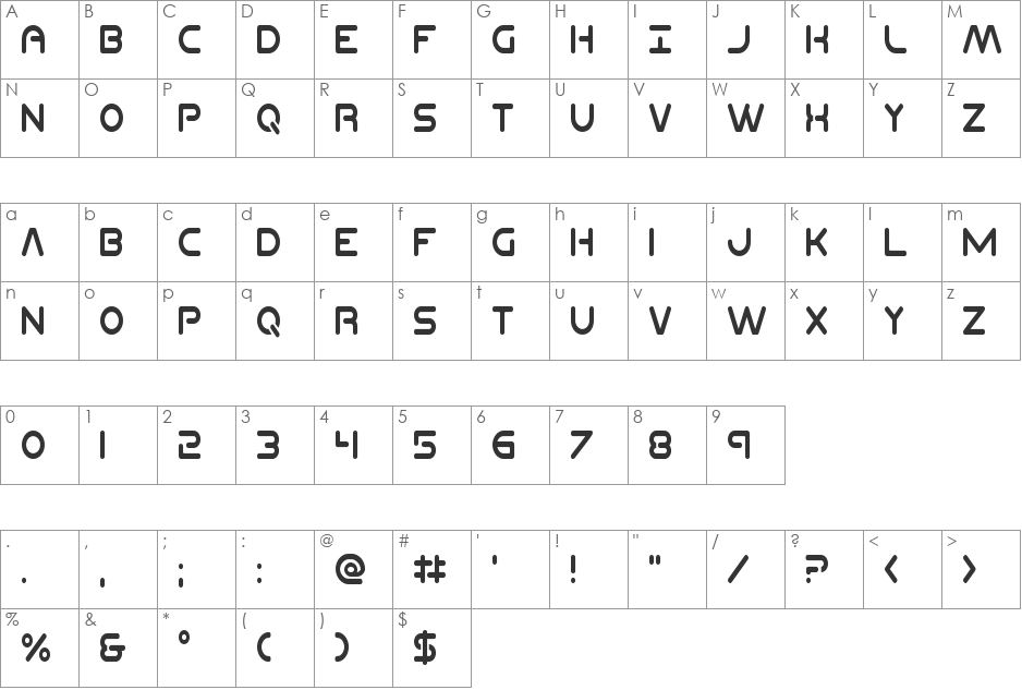 Planet N Compact Condensed font character map preview