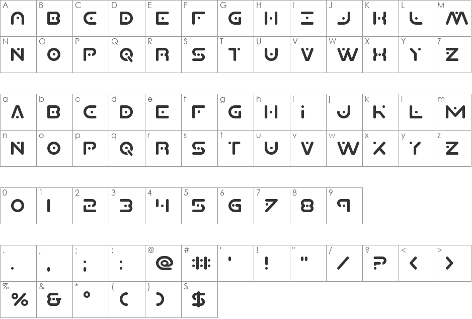 Planet X Italic font character map preview