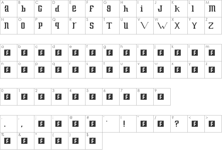 PLANK 2 font character map preview