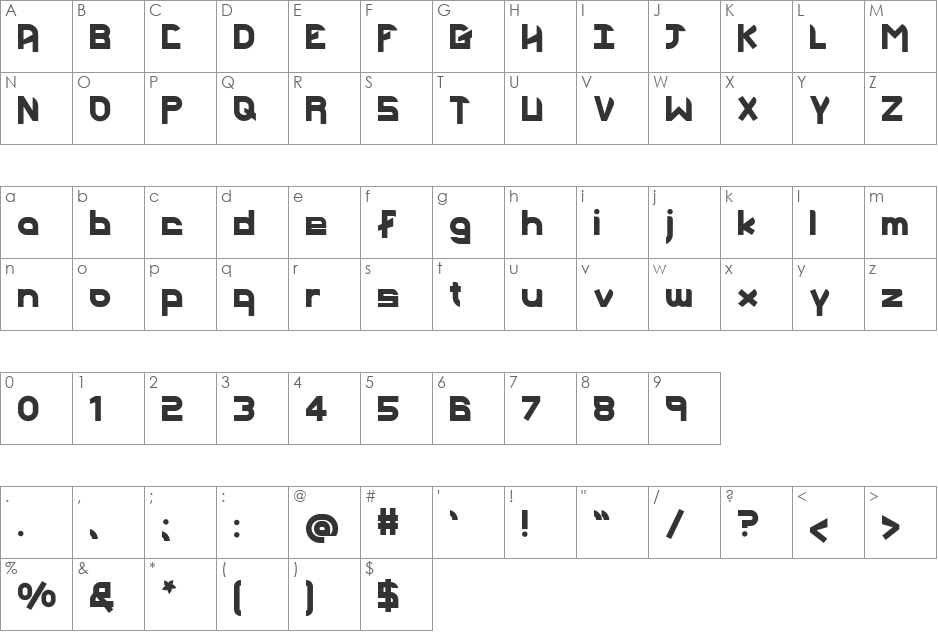 Plastic 101 font character map preview