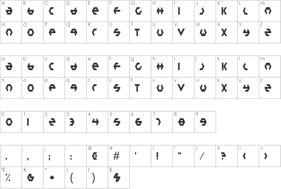 Plastic Bag font character map preview