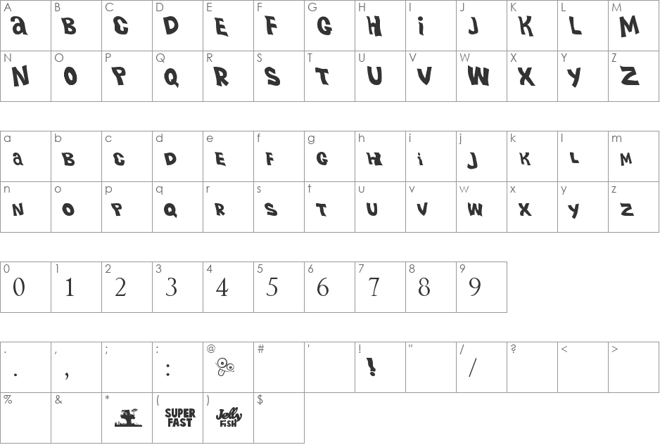 Plastic Beach font character map preview