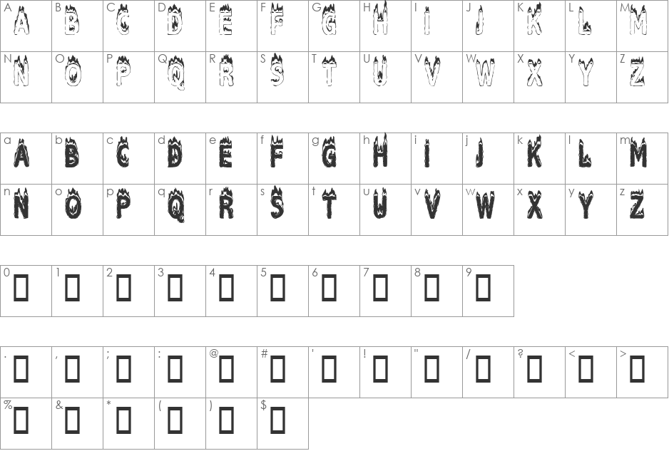 Plastic Explosive font character map preview