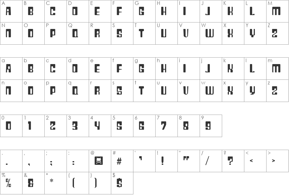 Plastic No.28 font character map preview