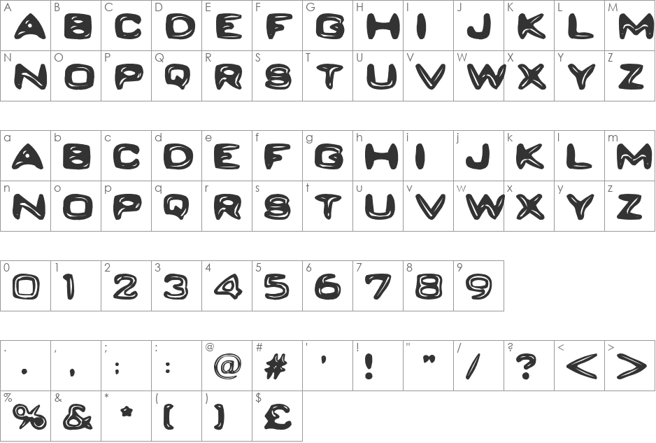 PlastiCrap font character map preview