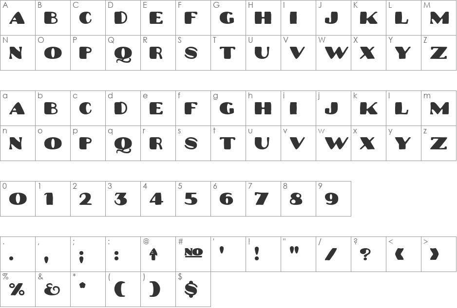 Platinum Hub Caps Solid font character map preview
