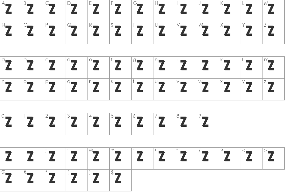 PLATION font character map preview