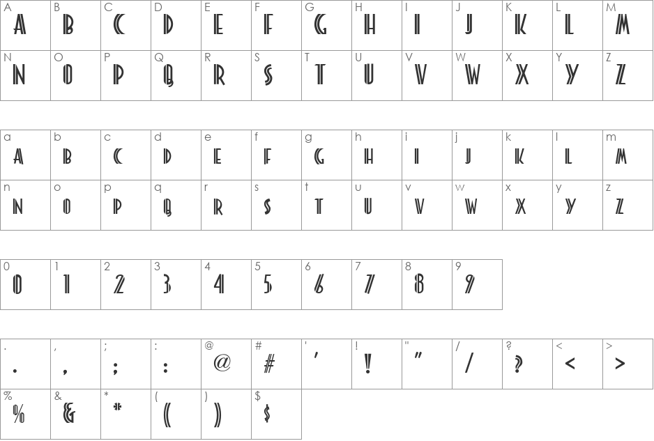 Platonick NF font character map preview