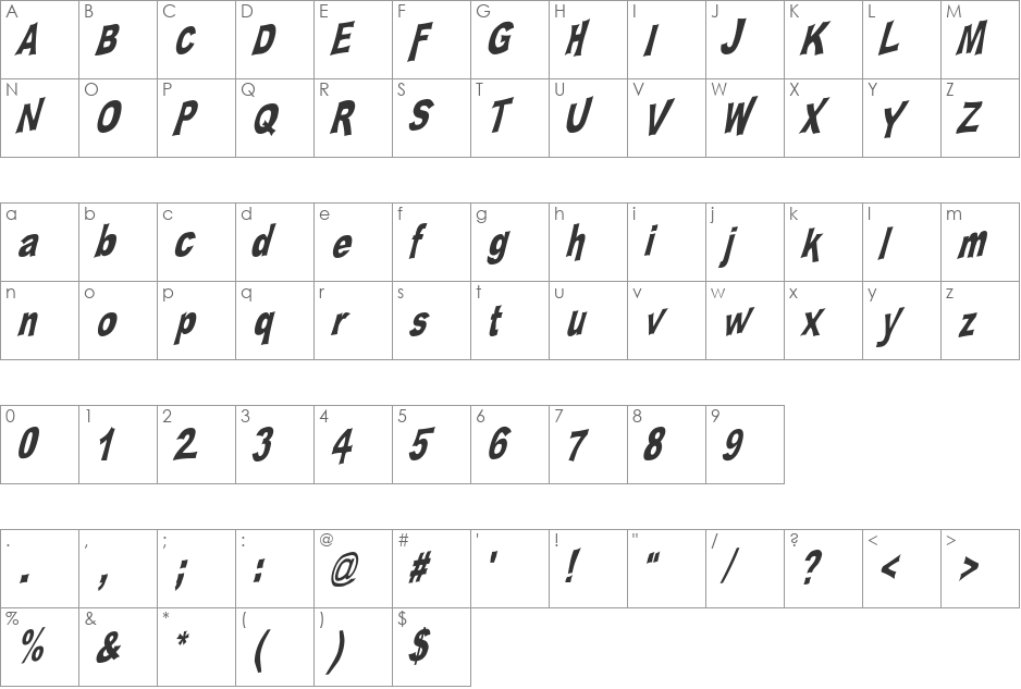 PLATSCH 2 font character map preview
