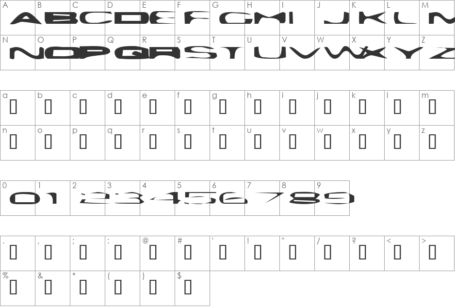 Plattmask font character map preview