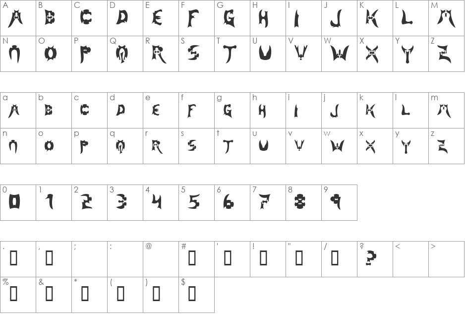 Play Cards font character map preview