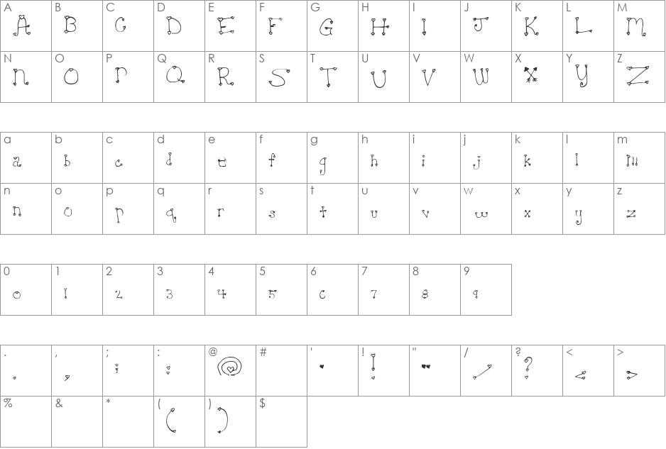 Play Girl font character map preview