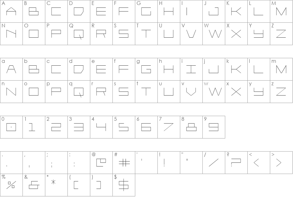 Player 1 Up font character map preview