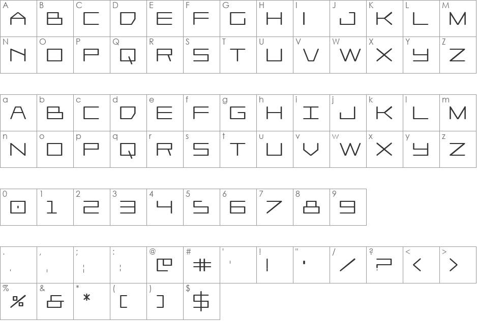 Player 1 Up Heavy font character map preview