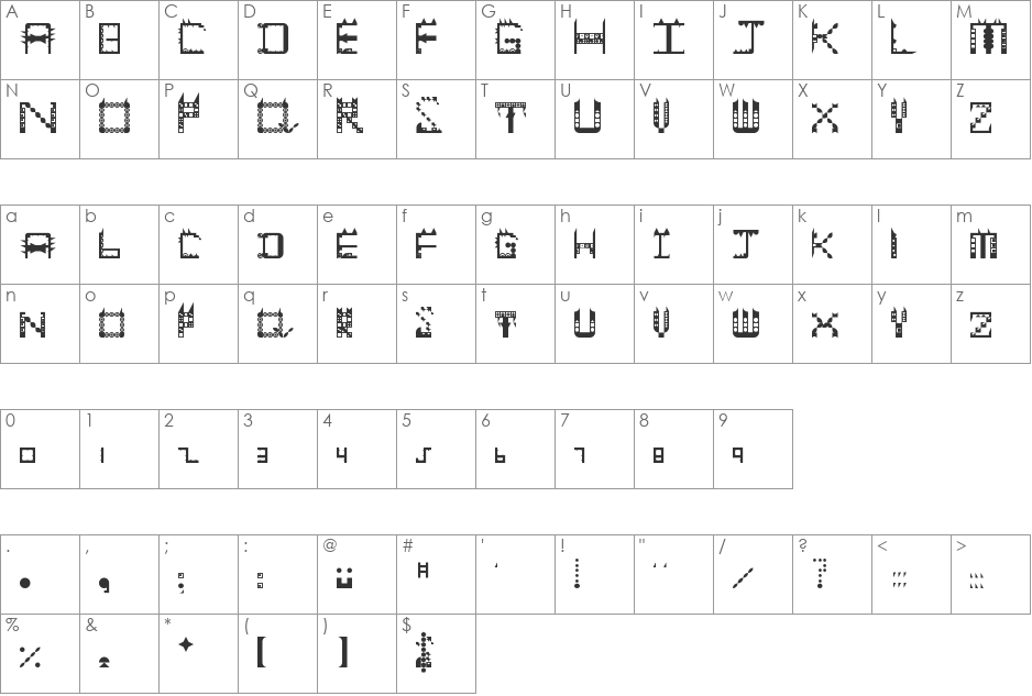 Playful font character map preview