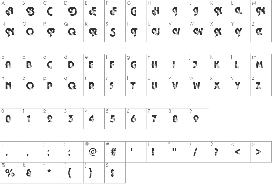Plaza21 Becker font character map preview