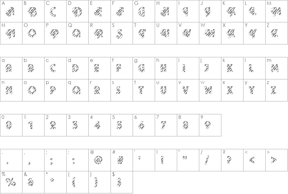 Plaza28 Becker font character map preview