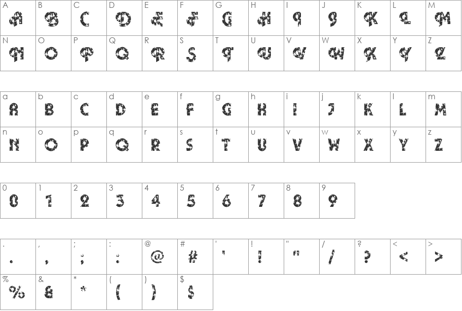 Plaza32 Becker font character map preview