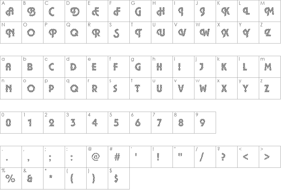 Plaza36 Becker font character map preview