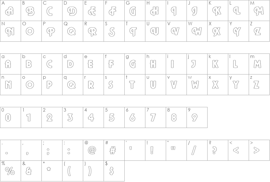 Plaza39 Becker font character map preview