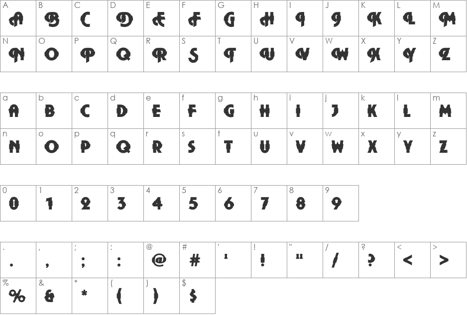 Plaza44 Becker font character map preview