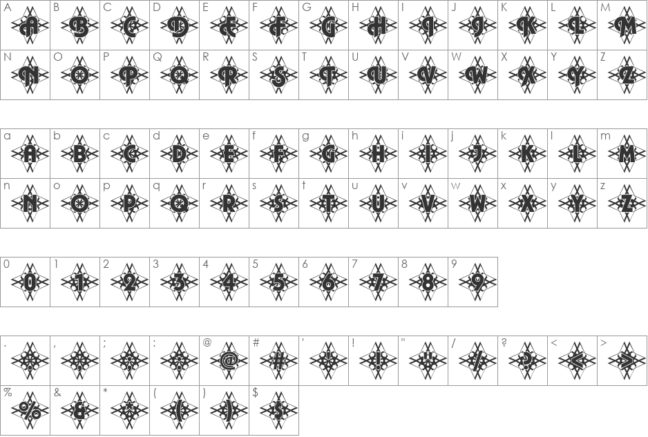 Plaza48 Becker font character map preview