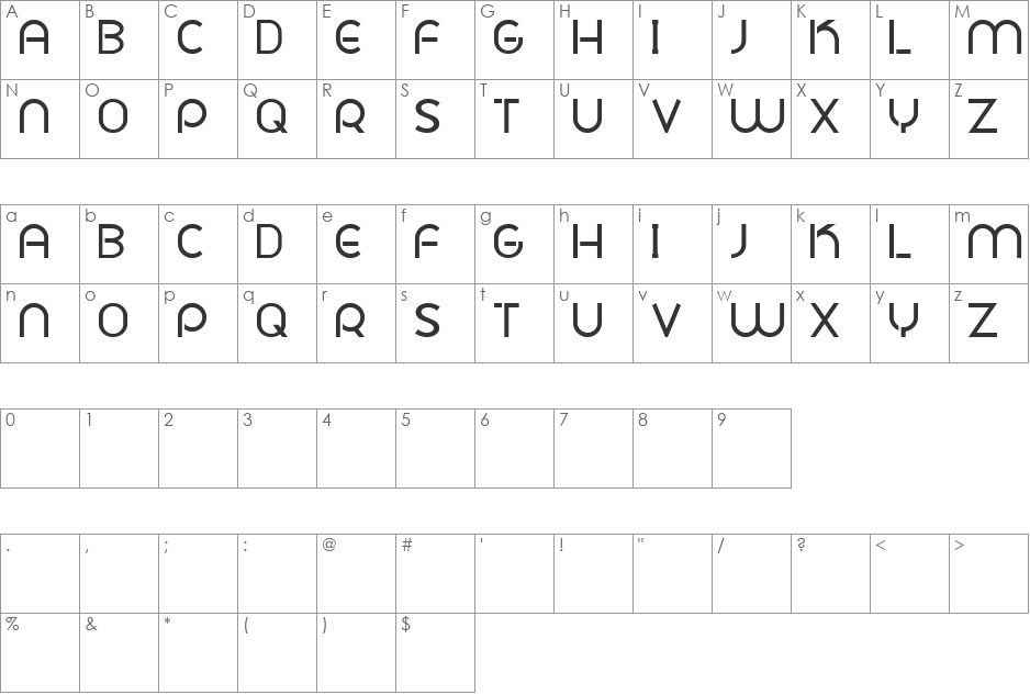 Plig nova font character map preview