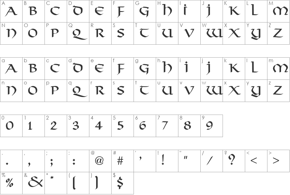 Plinky-Normal font character map preview