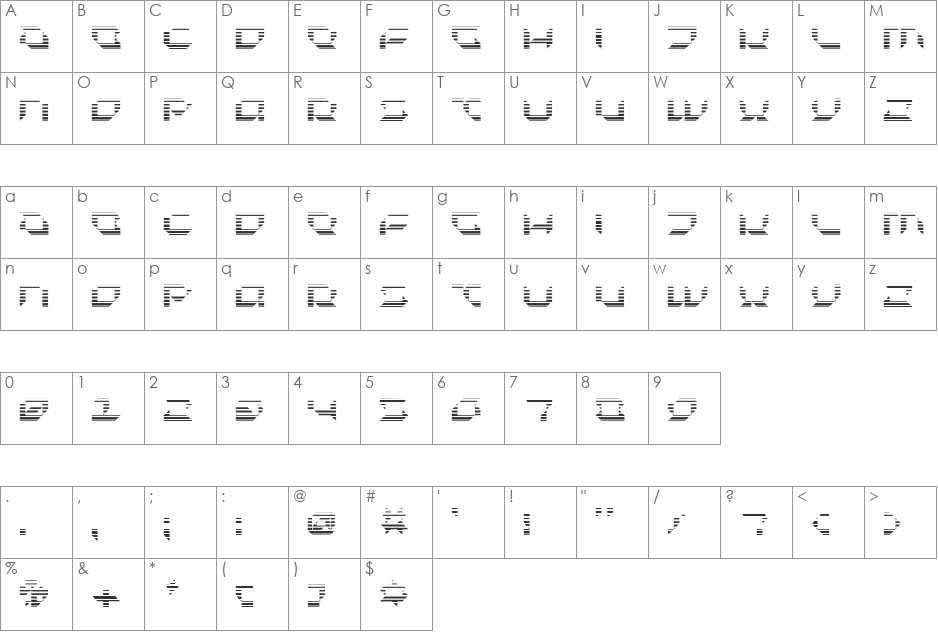 Pluranon font character map preview